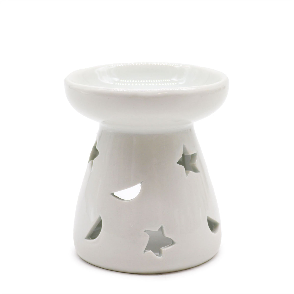 1x Sm Classic White Oil Burner - Moon & Star
