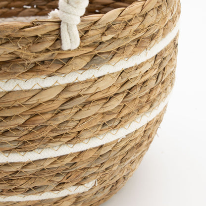 Cotton & Seagrass Large Baskets – Natural Stripes – Set of 3