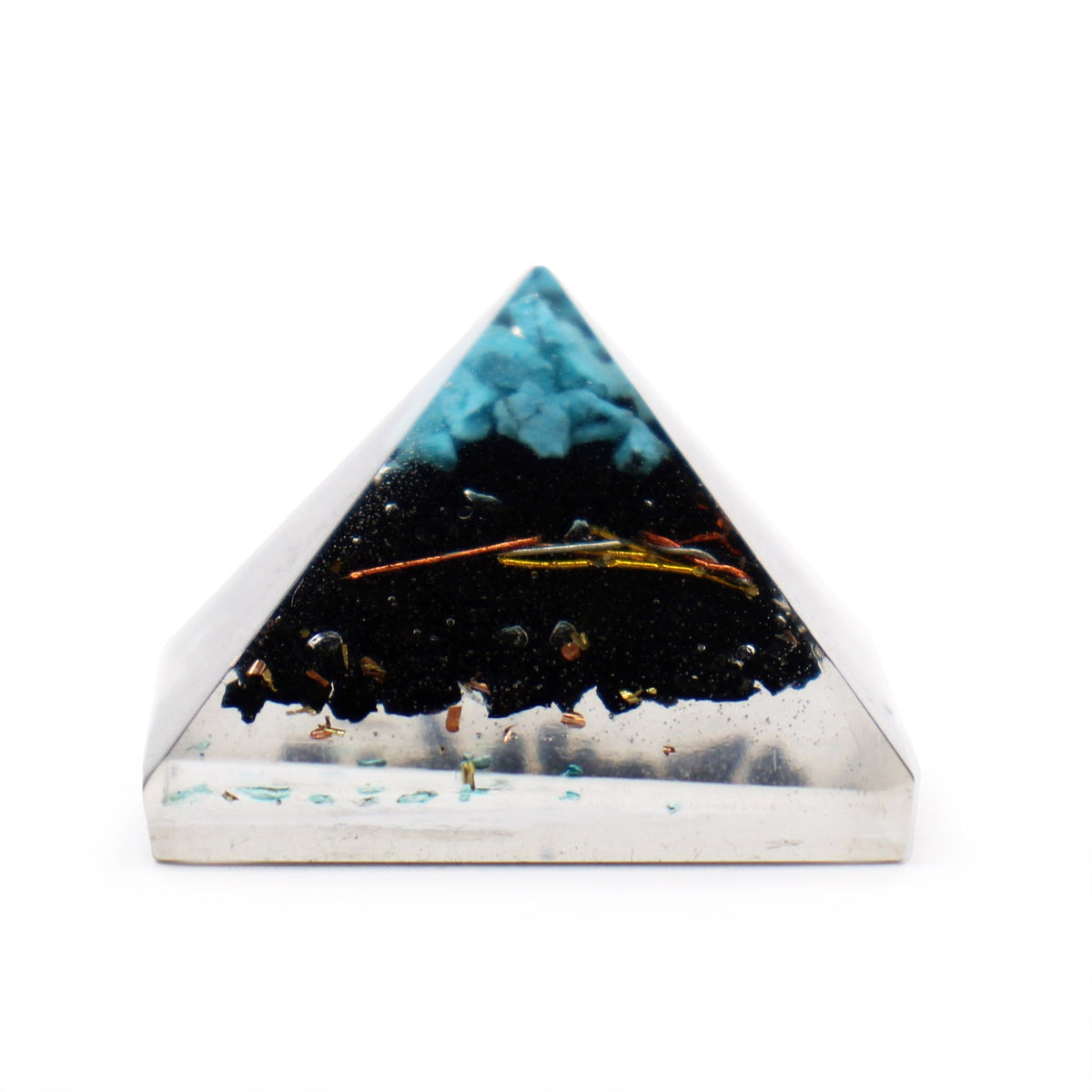 Sm Orgonite Pyramid 25mm Gemchips and Copper