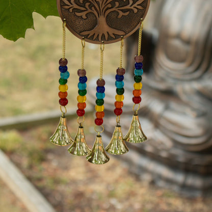 Indian Chimes - Med Tree of Life - Chakra Beads 5 Bells - 10x36cm