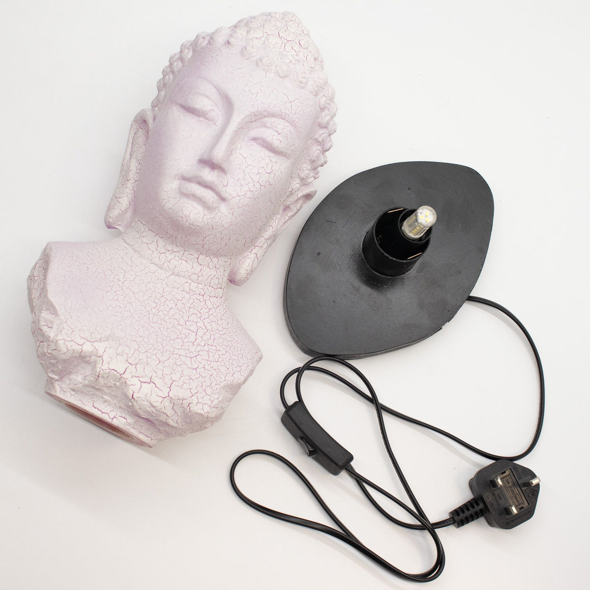 Buddha Bust Lamp Cherry Crackle - Oval stand