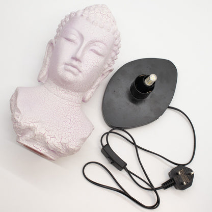 Buddha Bust Lamp Cherry Crackle - Oval stand