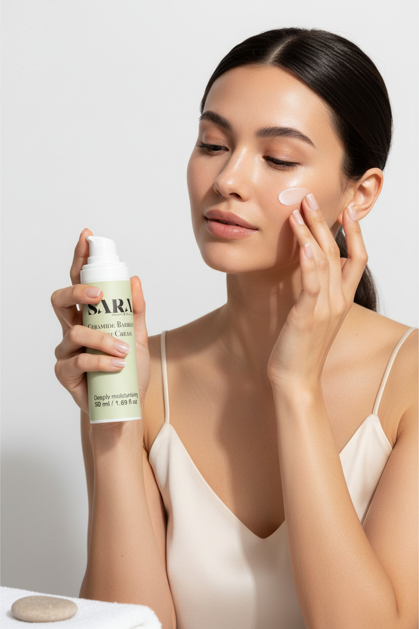 Ceramide Barrier Night Cream with Model