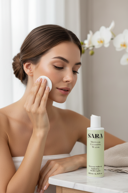 Micellar Cleansing Water – Model Lifestyle Shot