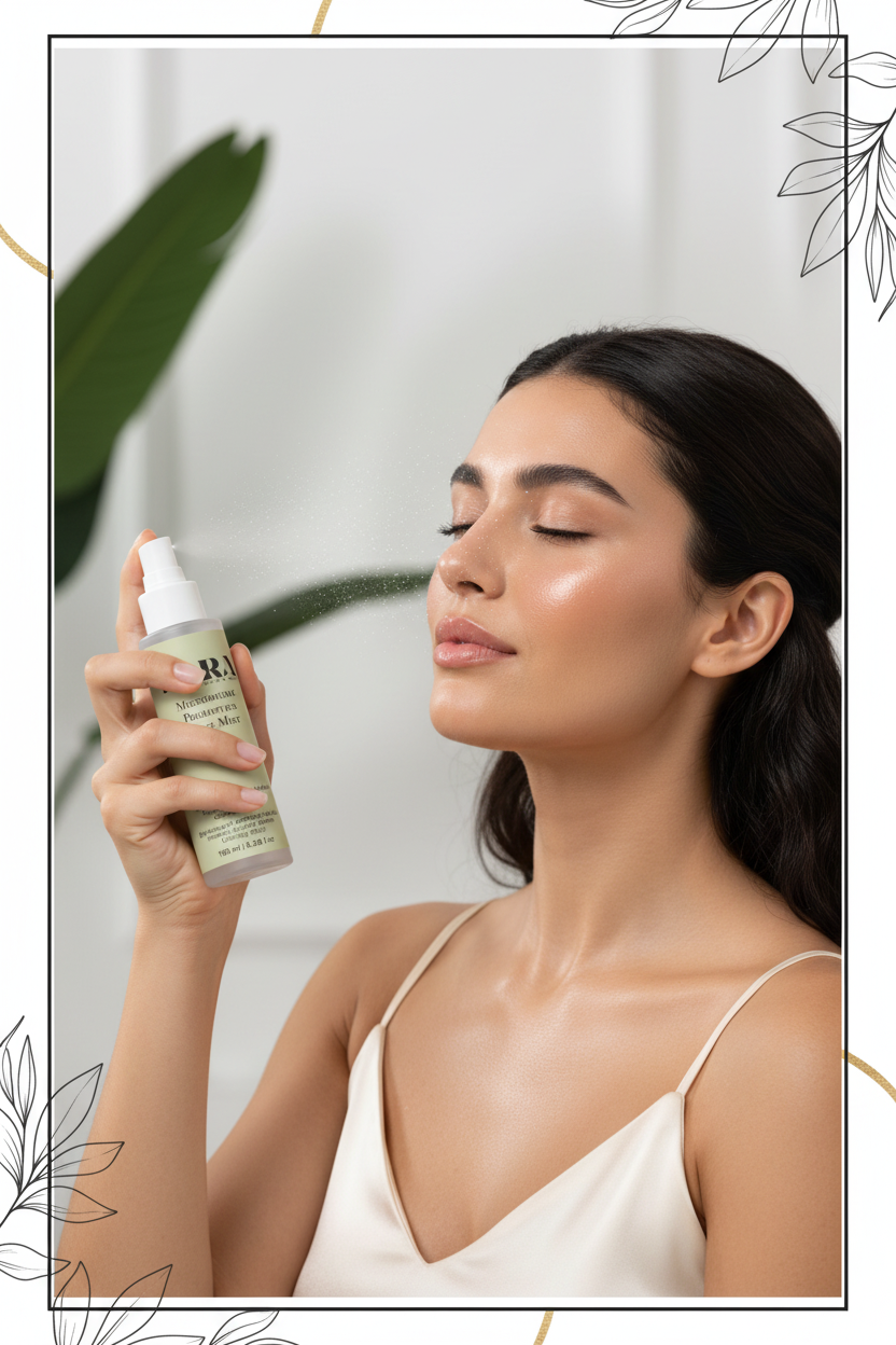Microbiome Prebiotics Face Mist – Model Presentation