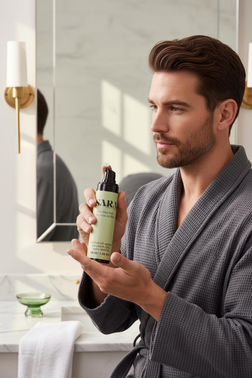 Oil-Free Zinc Face Gel for Men – Lifestyle with Model
