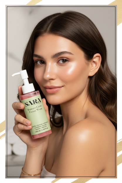 Radiant Glow Facial Wash with Model
