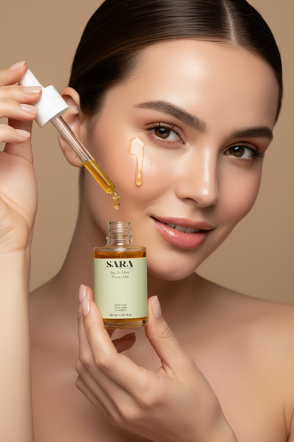 SARA All-In-One Facial Oil – Model Lifestyle Shot