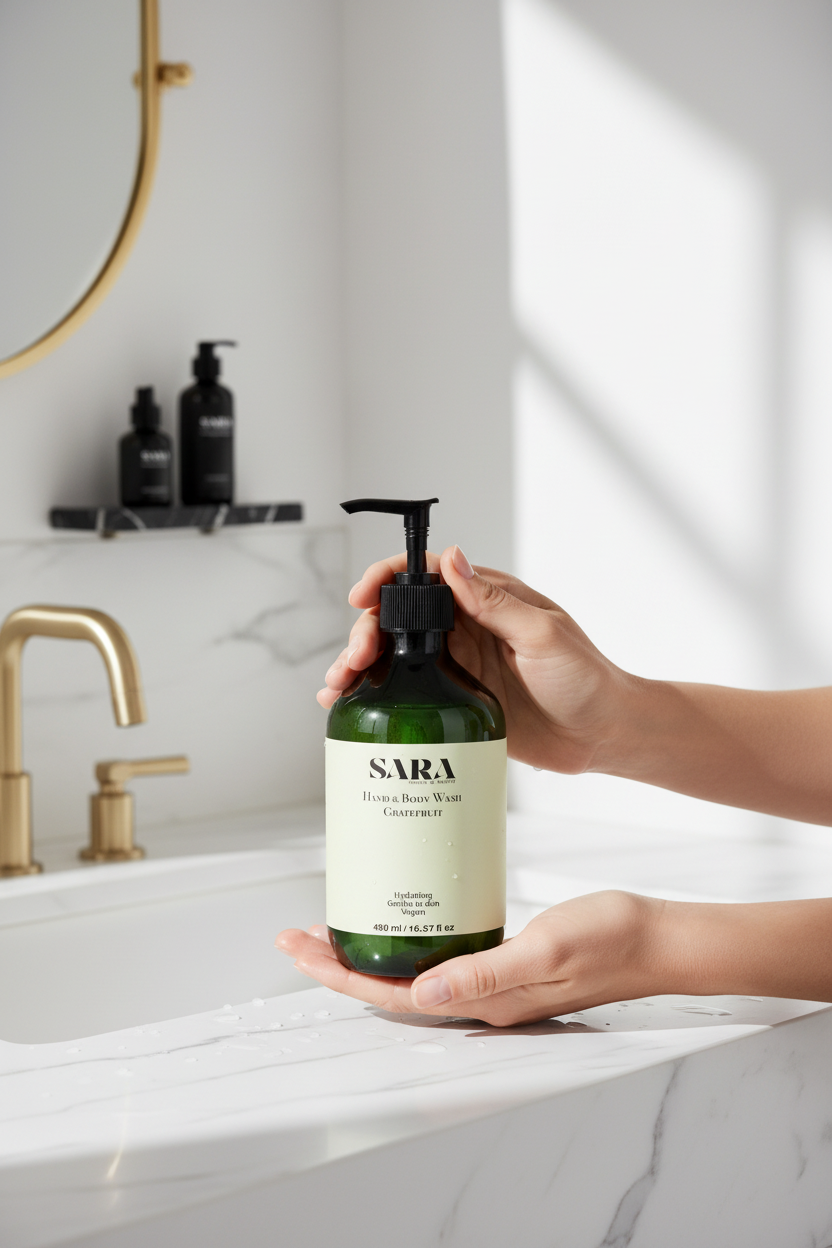 Sara Hand & Body Wash Grapefruit – Model Lifestyle Shot