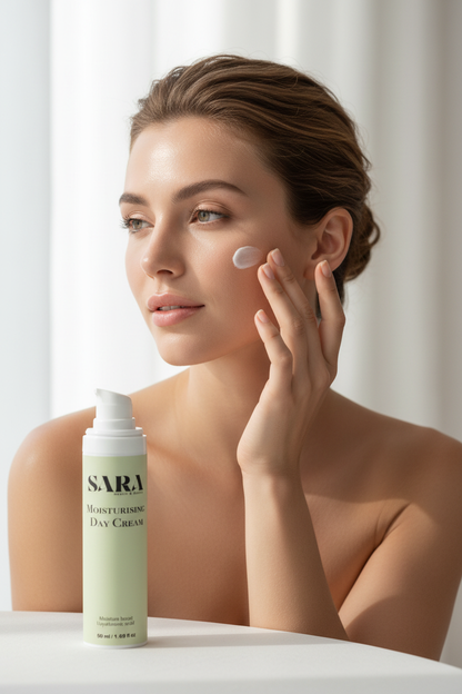 SARA Moisturising Day Cream with Model