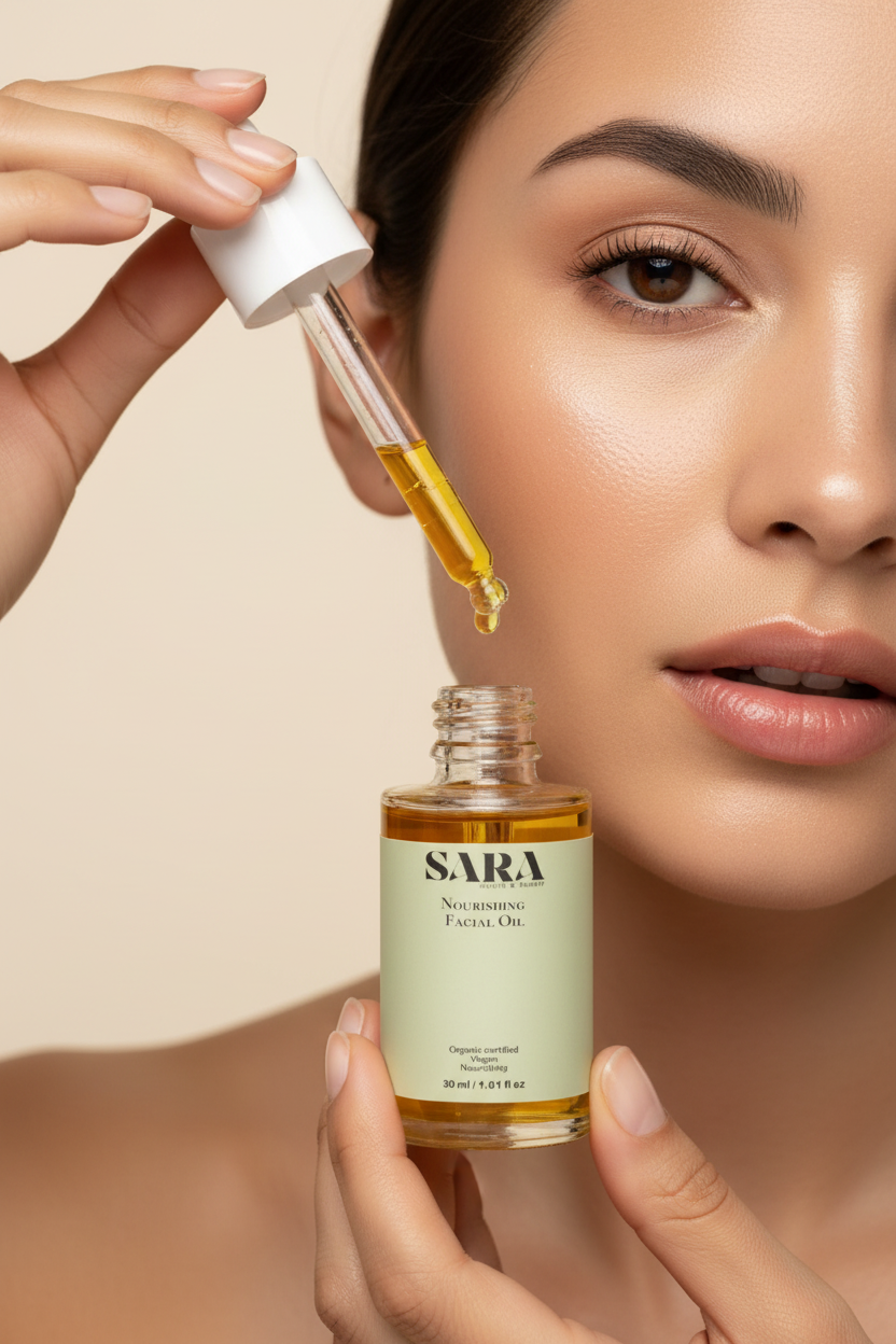 Sara Nourishing Facial Oil – Model Application