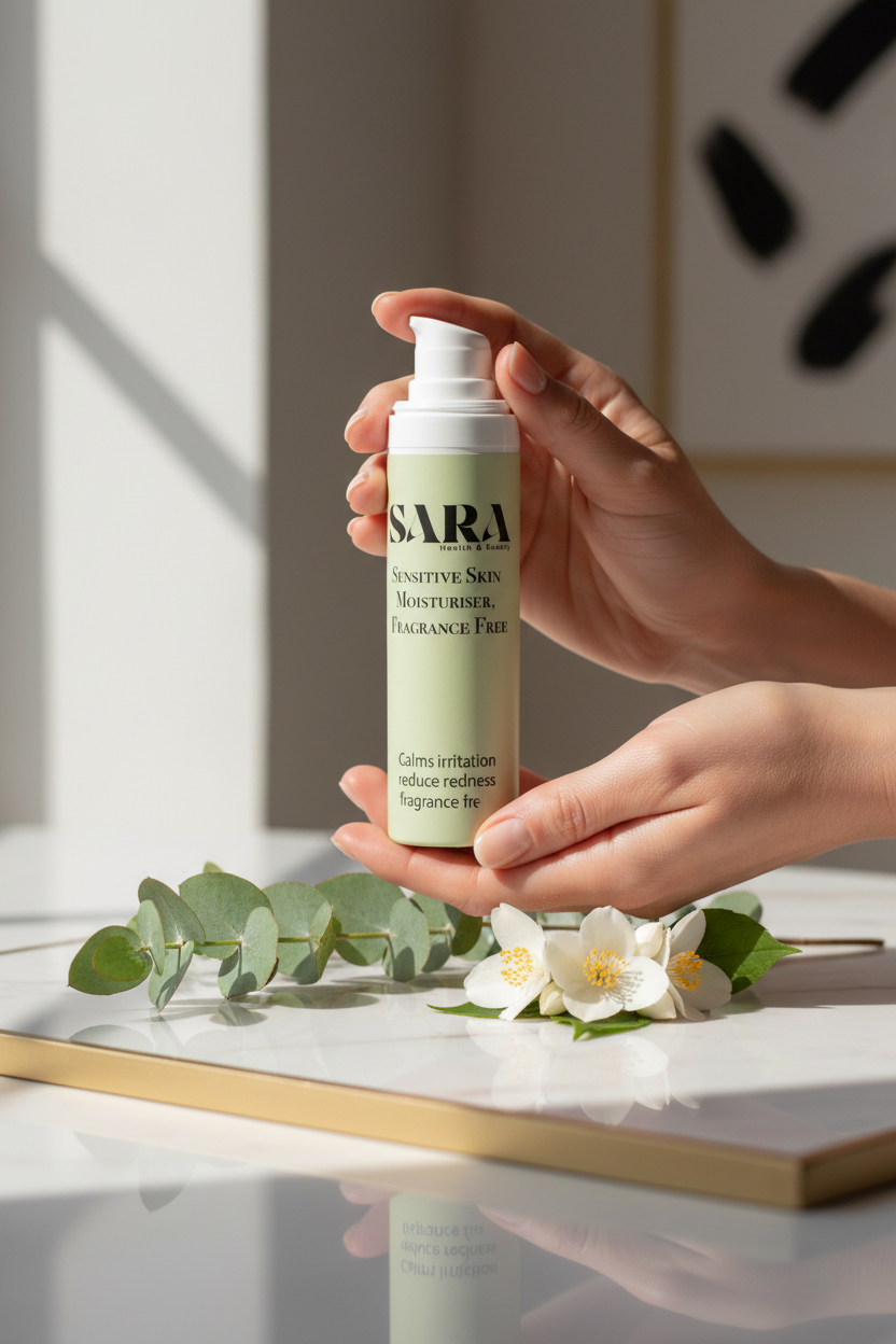 Sara Sensitive Skin Moisturiser – Model Lifestyle Shot