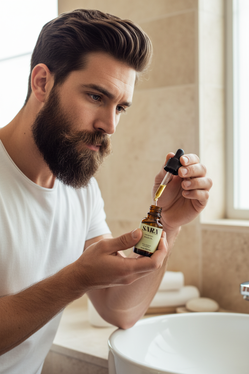 Sara Softening Beard Oil – Lifestyle with Model